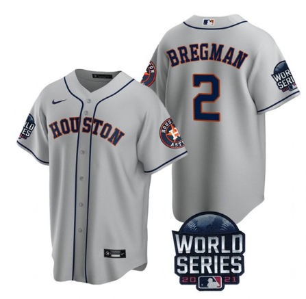 Men's Houston Astros #2 Alex Bregman 2021 Gray MLB Cool Base Stitched Jersey